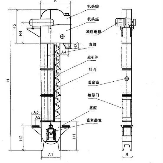 皮帶鬥式提升機圖紙